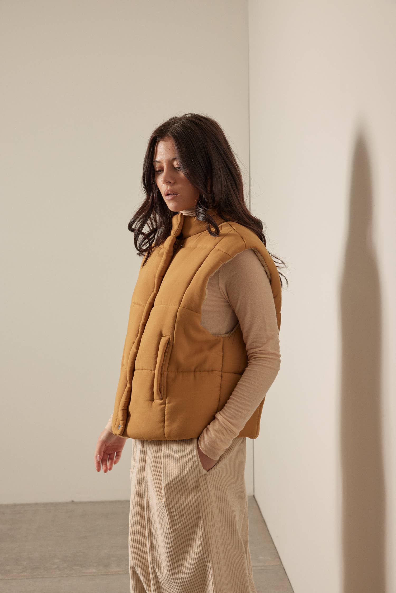 High neck quilted vest
