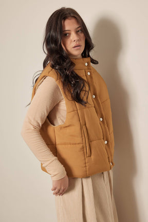 High neck quilted vest