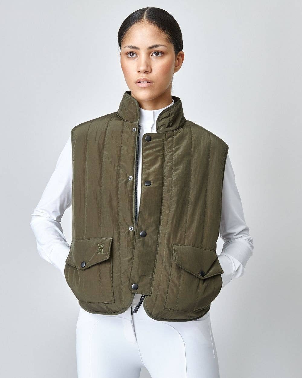 Quilted Riding Vest in Green