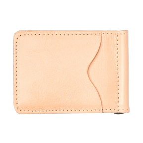 SLIM LEATHER WALLET WITH MONEY CLIP IN NUDE
