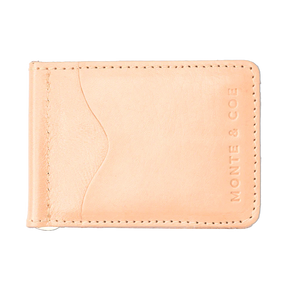 SLIM LEATHER WALLET WITH MONEY CLIP IN NUDE