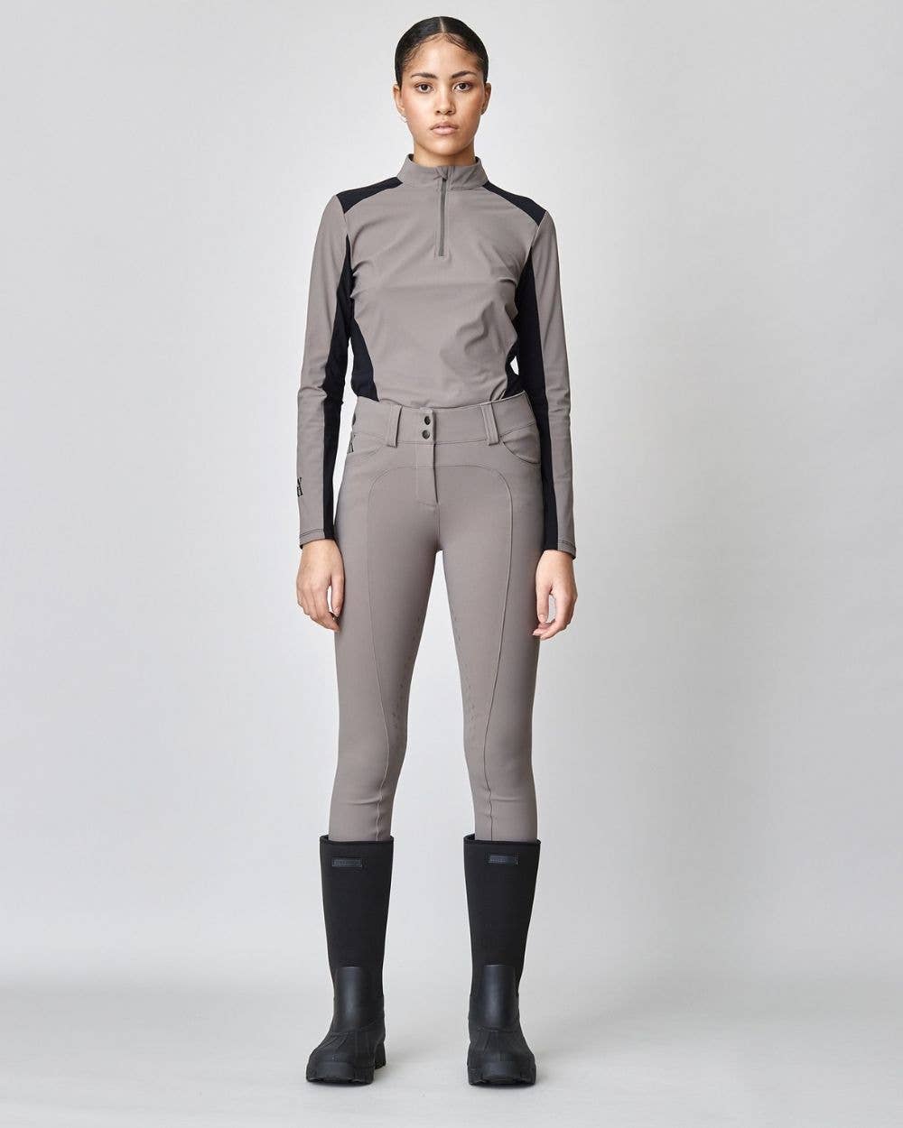 Classic Italian Jersey Full Seat Breeches in Taupe